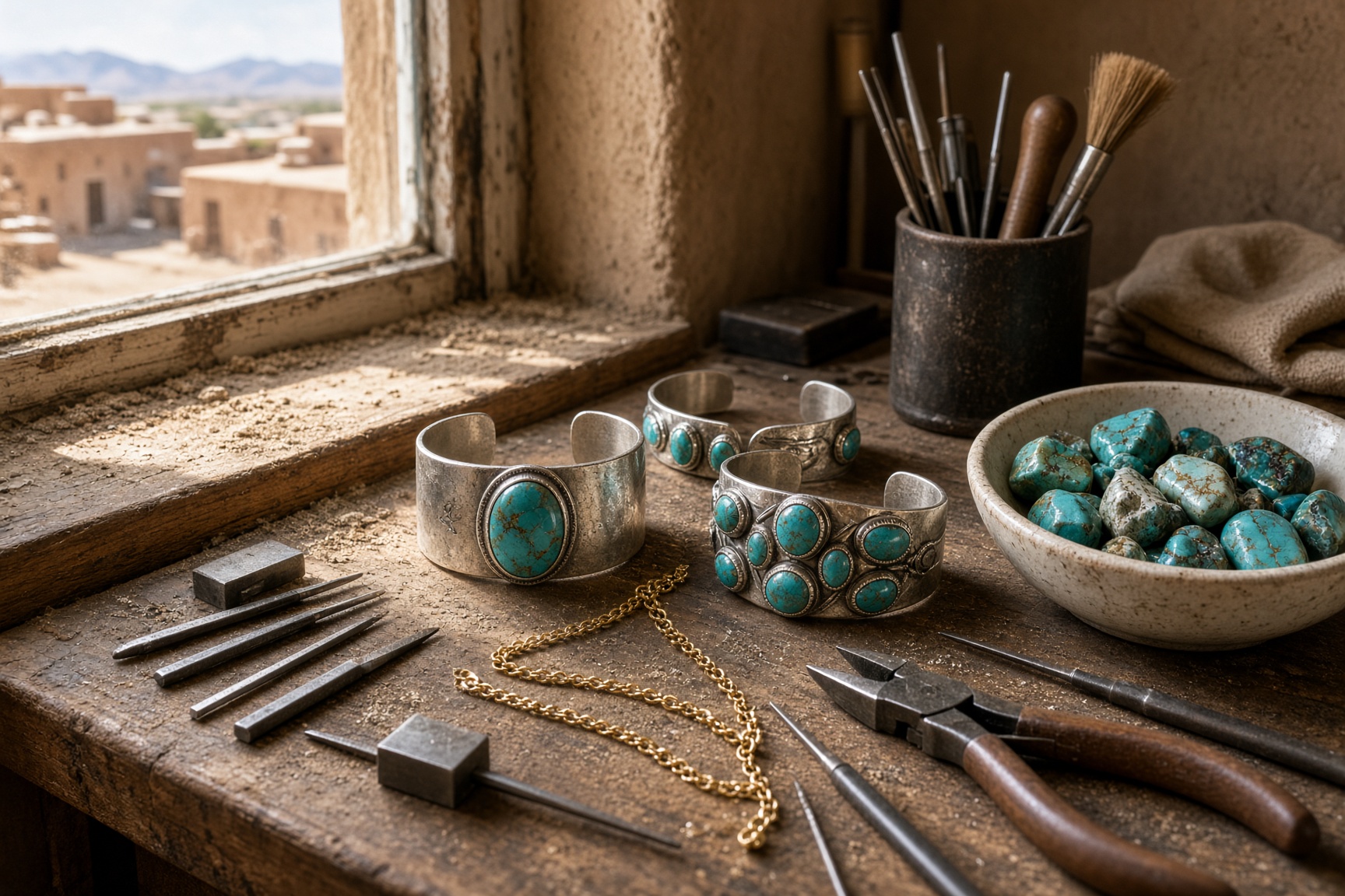 Gold and silver on a jeweler’s bench